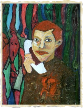 Childhood self portrait with telephone